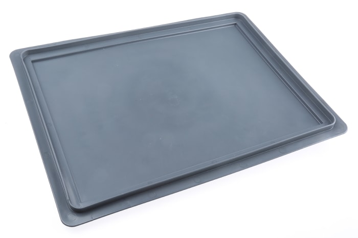 RS PRO Grey PP Storage Box Lid, 400mm x 300mm x 19mm