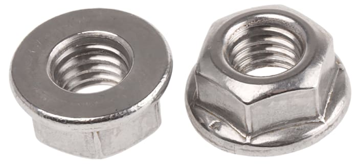 Tuerca hexagonal con reborde M8 RS PRO de acero inoxidable A2 304, anch. 13.0mm, alt. 8.0mm
