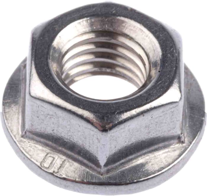Tuerca hexagonal con reborde M8 RS PRO de acero inoxidable A2 304, anch. 13.0mm, alt. 8.0mm