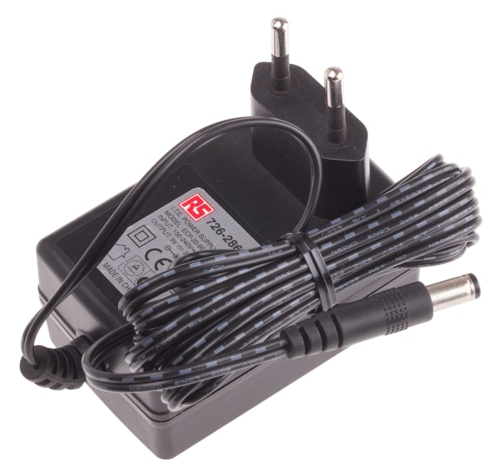 RS Pro, 20W Güç Adaptörü (Şarj Cihazı), Çıkış: 9V dc 2,22A, (Anahtarlamalı) , Tek Çıkışlı