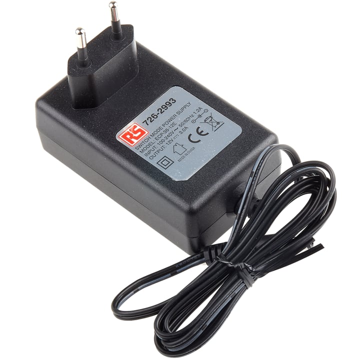 RS PRO 36W AC/DC Adapter 12V dc Output, 3A Output