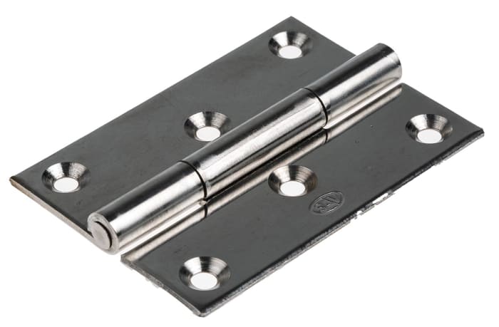 RS PRO Stainless Steel Piano with a Fixed Pin, Screw Fixing, 70 mm x 50 mm x 2 mm