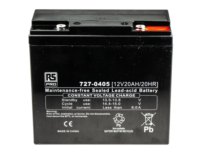 RS PRO, RS PRO 12V T12 Sealed Lead Acid Battery, 20Ah