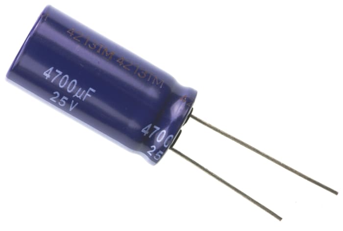 Panasonic 4700μF Electrolytic Capacitor 25V dc, Through Hole - ECA1EM472