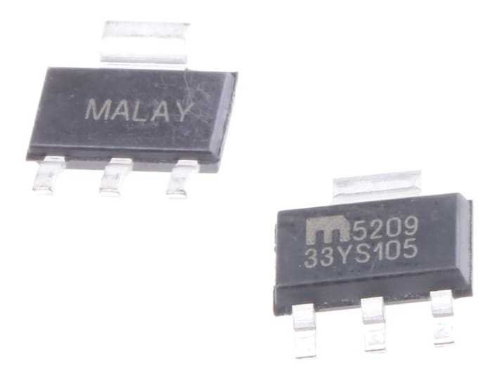 Micrel MIC5209-3.3YS TR, LDO Regulator, 500mA, 3.3 V, ±1% 3+Tab-Pin, SOT-223