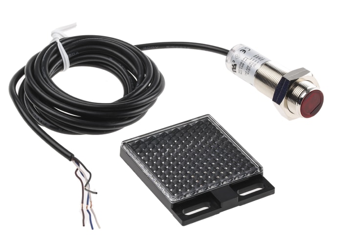 RS PRO Retroreflective Photoelectric Sensor, Barrel Sensor, 50 mm → 7 m Detection Range