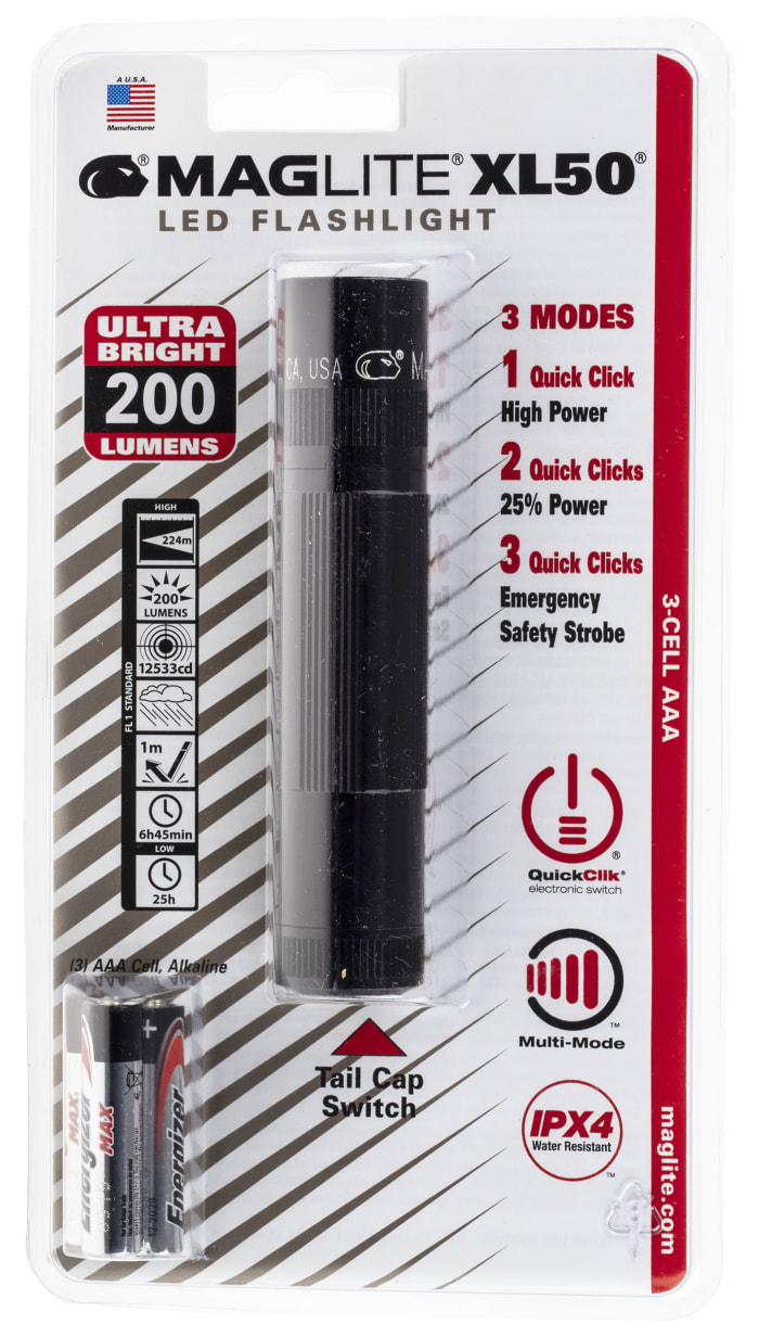 XL50 Mag-Lite LED Torch Black 104 lm, 122 mm | 729-9939 | RS Components
