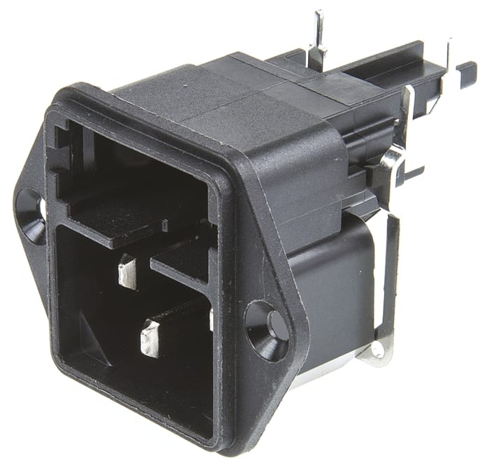 Connecteur IEC Mâle C14 Schurter, Montage panneau, 10A, 1 fusible