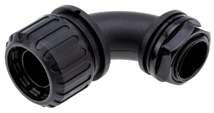Adaptaflex Boru Bağlantı Parçası, 90° Dirsek, Siyah, Naylon 66, Siyah, 20mm boyutlarında, IP65, Diş Tipi: M20