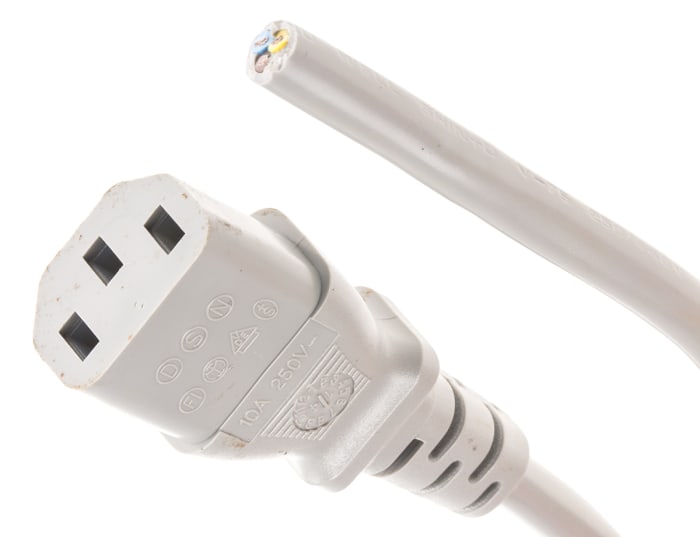 RS PRO IEC C13 Socket to Unterminated Socket Power Cord, 2m