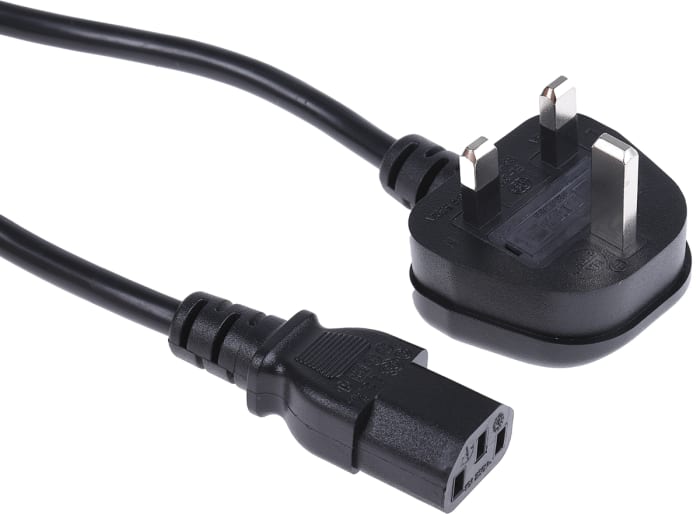 RS Pro 2,5m, Güç Kablosu C13, IEC - BS 1363, Birleşik Krallık Tipi Fiş, 10A (BS 4491), 3/5/10/13 A (BS 1363), 250 V