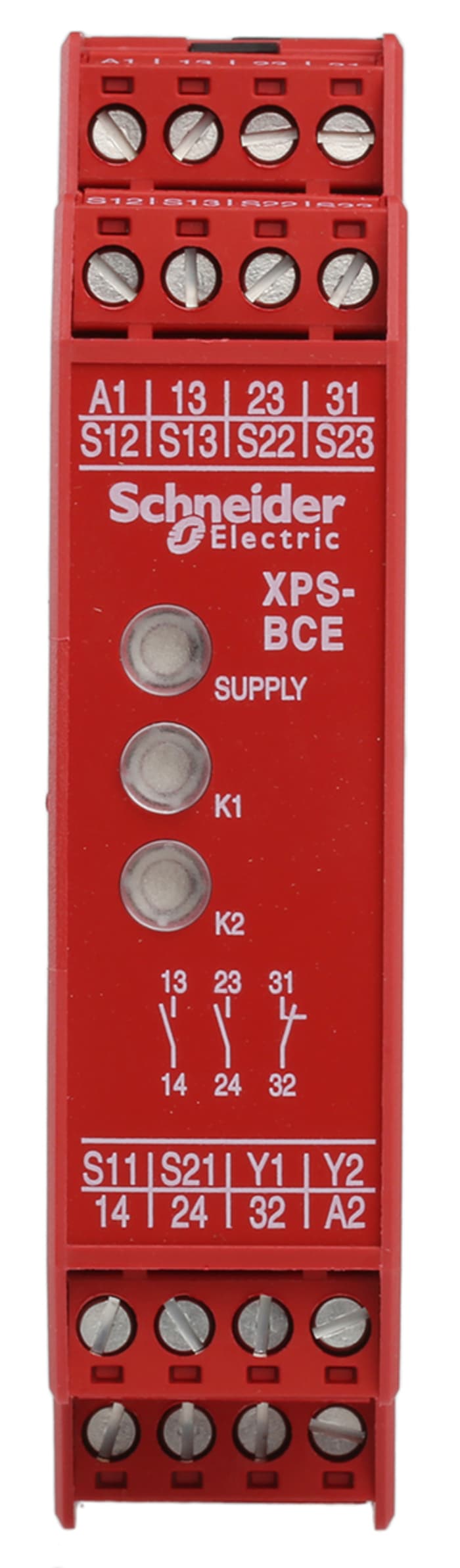 Relé de seguridad Schneider Electric Preventa XPS BCE, para Control con dos manos, 24V ac/dc, cat. seg. ISO 13849-1 4