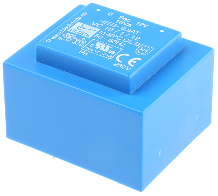 Transformador de PCB, 12V ac, 1 Salida , Agujero pasante, Potencia 10VA