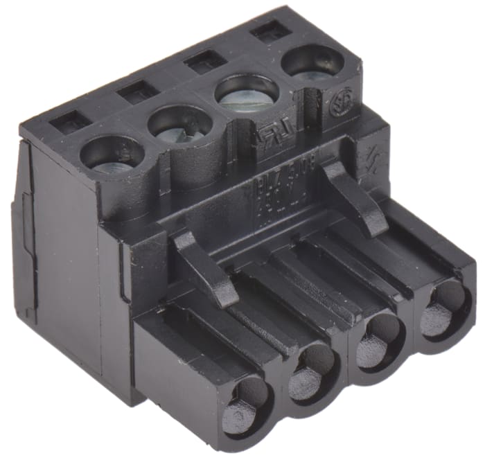 Weidmuller BL 5.08 Series Pluggable Terminal Block, 4-Contact, 5.08mm Pitch, Cable Mount, 1-Row, Screw Termination