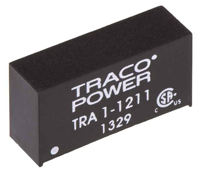 TRACOPOWER TRA 1 DC-DC Converter, 5V dc/ 200mA Output, 10.8 → 13.2 V dc Input, 1W, Through Hole, +85°C Max Temp