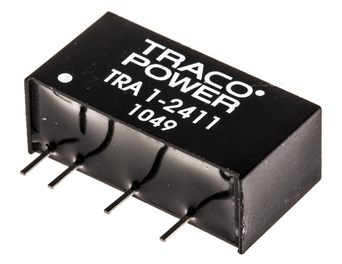 TRACOPOWER TRA 1 DC-DC Converter, 5V dc/ 200mA Output, 21.6 → 26.4 V dc Input, 1W, Through Hole, +85°C Max Temp