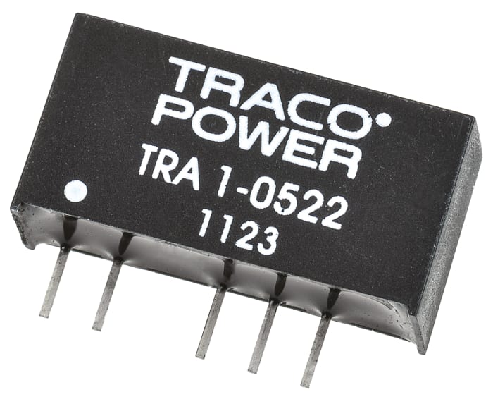 TRACOPOWER TRA 1 DC-DC Converter, ±12V dc/ ±42mA Output, 4.5 → 5.5 V dc Input, 1W, Through Hole, +85°C Max Temp