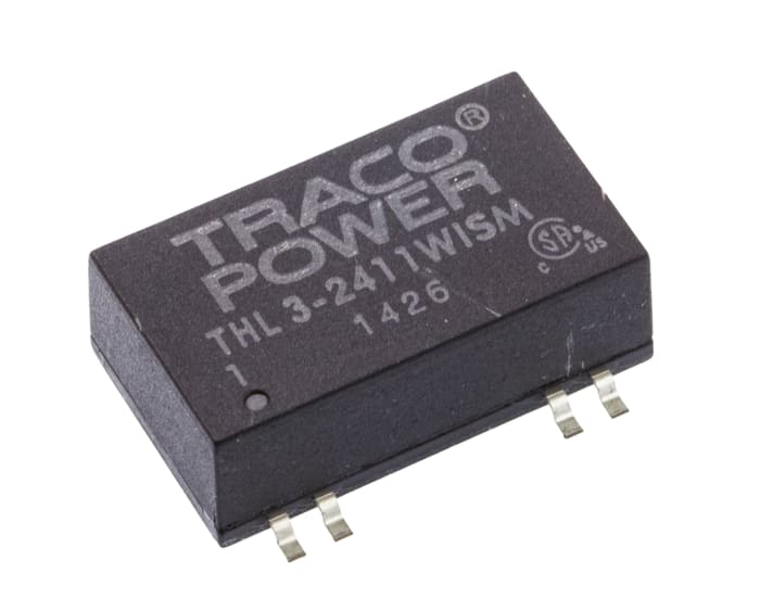 TRACOPOWER THL 3WISM DC-DC Converter, 5V dc/ 600mA Output, 9 → 36 V dc Input, 3W, Surface Mount, +85°C Max Temp