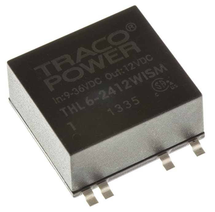 TRACOPOWER THL 6WISM DC-DC Converter, 12V dc/ 500mA Output, 9 → 36 V dc Input, 6W, Surface Mount, +75°C Max Temp