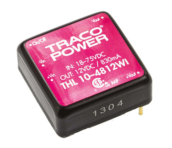TRACOPOWER THL 10WI DC-DC Converter, 12V dc/ 830mA Output, 18 → 75 V dc Input, 10W, Through Hole, +75°C Max Temp