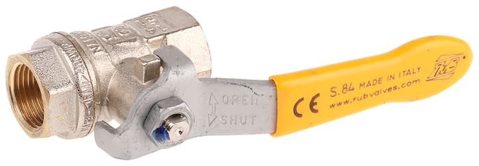 RS PRO Brass Full Bore, 2 Way, Ball Valve, Threaded, BSPP 3/8in, 40 → 30bar Operating Pressure