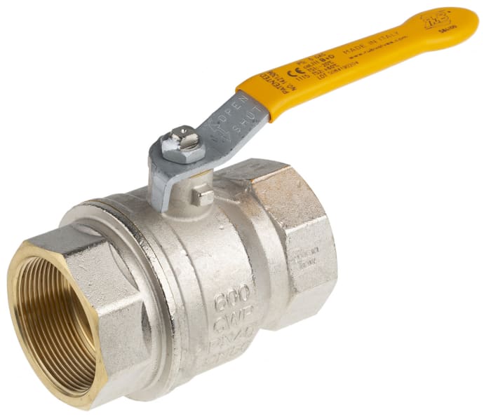 RS PRO Brass Full Bore, 2 Way, Ball Valve, Threaded, BSPP 2in, 40 → 30bar Operating Pressure