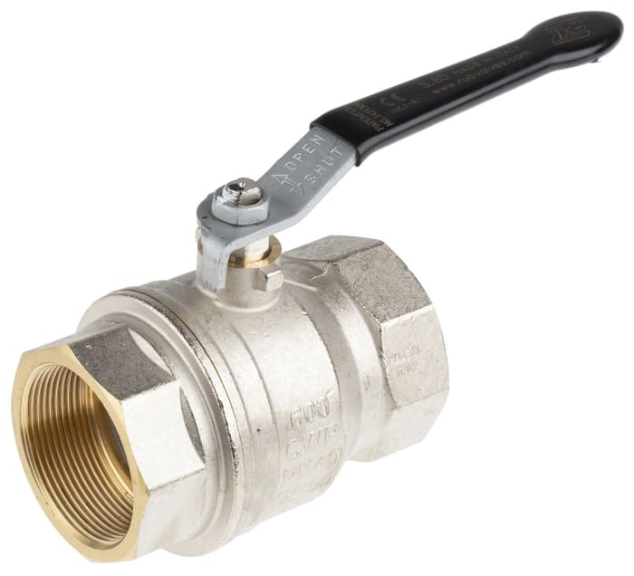 RS PRO Nickel Plated Brass Full Bore, 2 Way, Ball Valve, Threaded, BSPP 2in, 40bar Operating Pressure