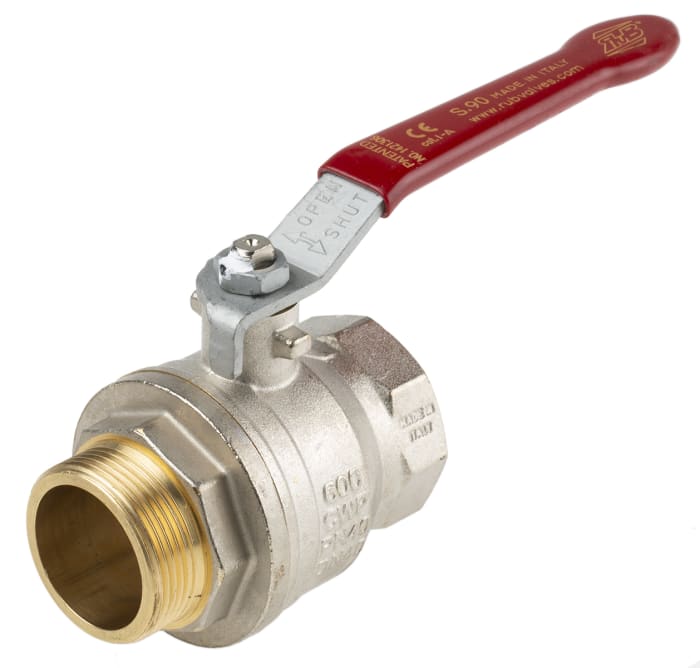 RS PRO Brass Full Bore, 2 Way, Ball Valve, Threaded, BSPP 38.1mm, 40 → 30bar Operating Pressure