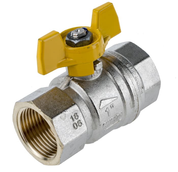 RS PRO Brass Full Bore, 2 Way, Ball Valve, Threaded, BSPP 1in, 40 → 30bar Operating Pressure