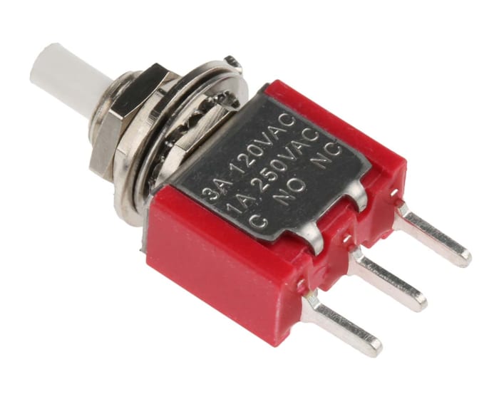 RS PRO RS PRO Push Button Switch, Momentary, PCB, 6.35mm Cutout, SPDT