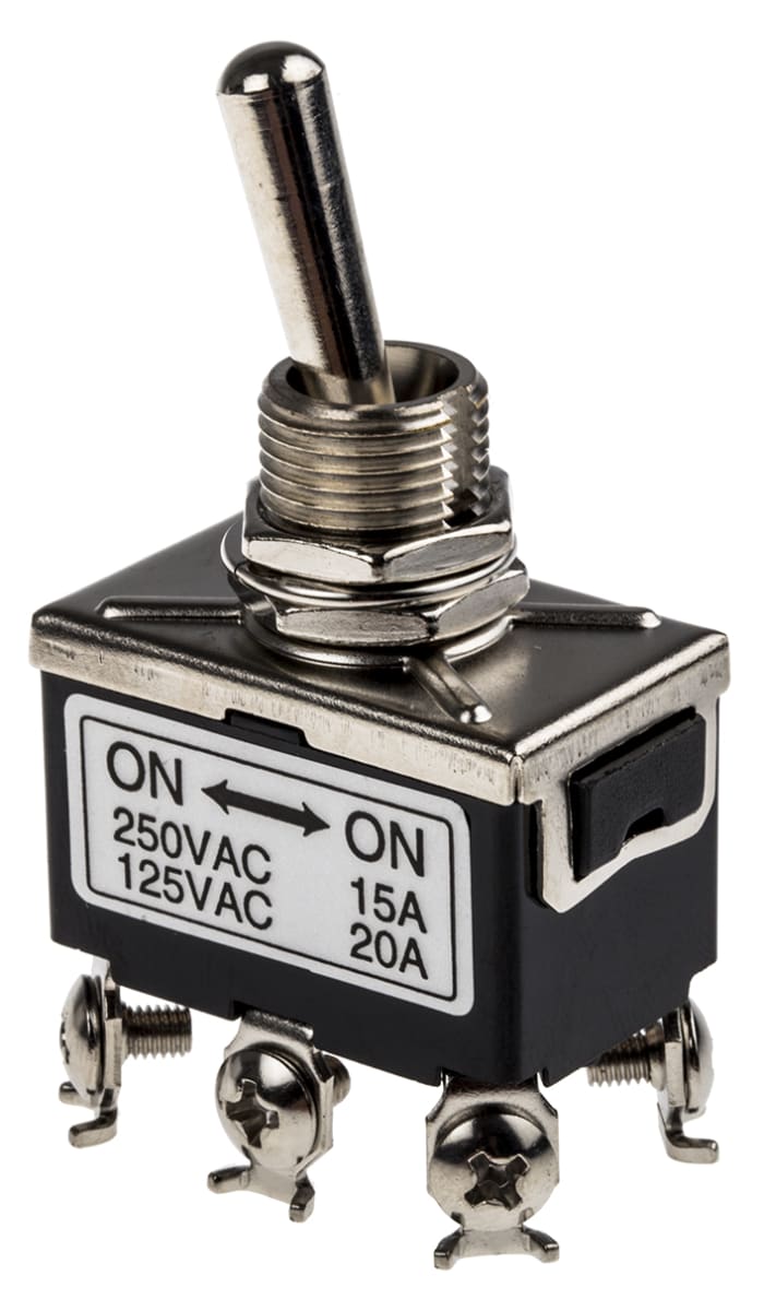 RS PRO Toggle Switch, Panel Mount, On-On, DPDT, Screw Terminal, 250V