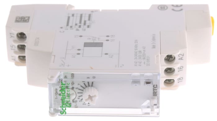 Schneider Electric Acti9 Series DIN Rail Mount Timer Relay, 24 → 240 V ac, 24V dc, 2-Contact, 0.1 →