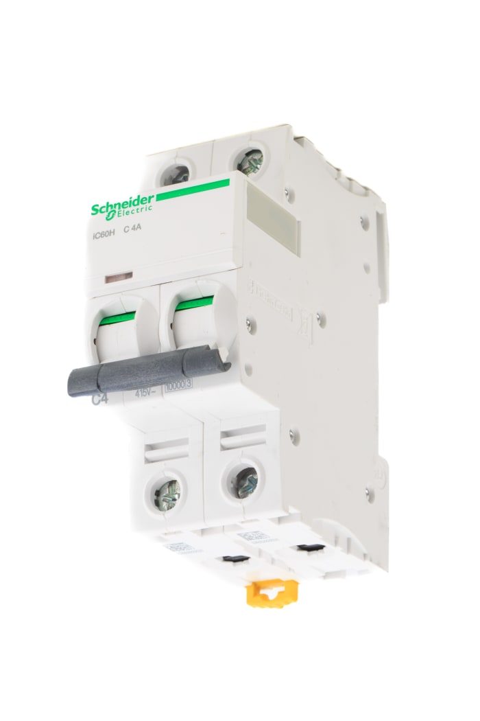 Schneider Electric Acti 9 iC60N MCB, 2P, 4A Curve C, 400V AC, 125V DC, 6 kA Breaking Capacity
