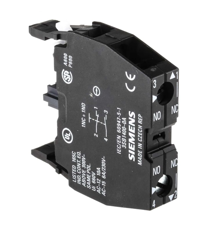 Pomocný kontakt Přední montáž se šroubem NO/NC 10 A 220 V ss., 400 V ac