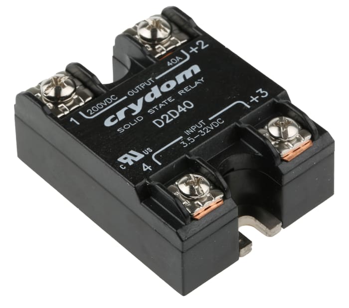 Sensata Crydom 1-DC Series Solid State Relay, 40 A Load, Surface Mount, 200 V dc Load, 32 V dc Control