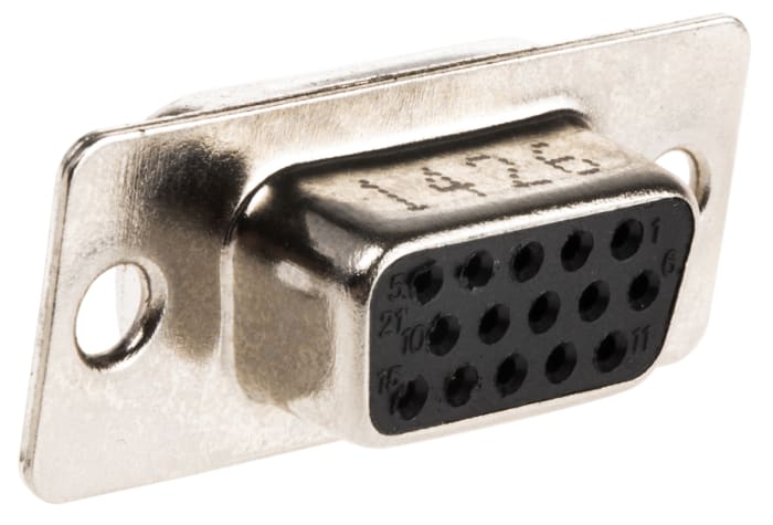 Connecteur Sub-D Femelle Amphenol Communications Solutions 15 voies Montage panneau Droit