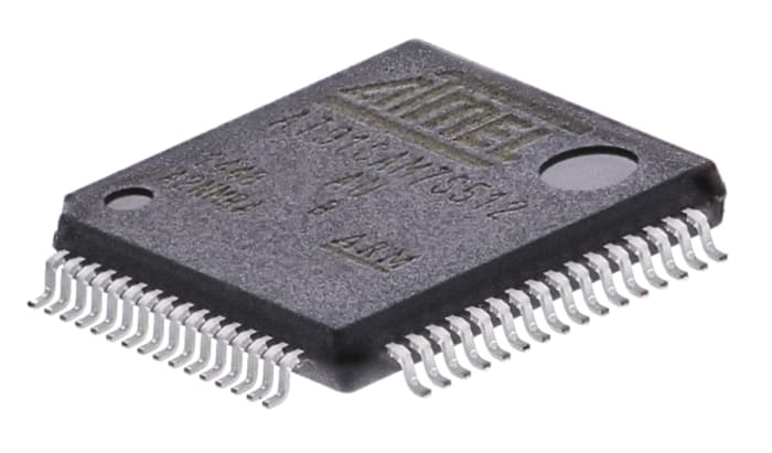 Atmel AT91SAM7S512B-AU, 32bit ARM7TDMI Microcontroller, AT91, 55MHz, 512 kB Flash, 64-Pin LQFP