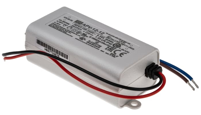MEAN WELL LED Driver, 12V Output, 12W Output, 1A Output, Constant Voltage