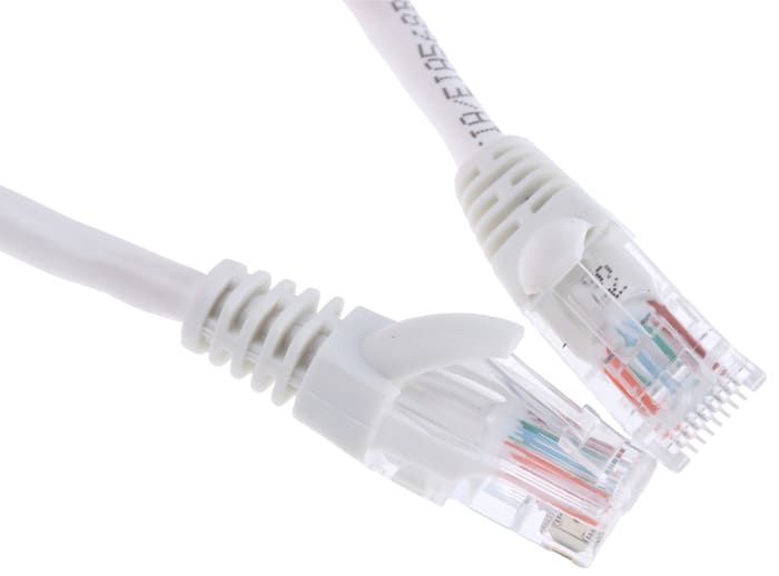 RS PRO, 0.5m Cat5e, White RJ45 to Male RJ45 Male, U/UTP Unshielded, Terminated PVC Sheath