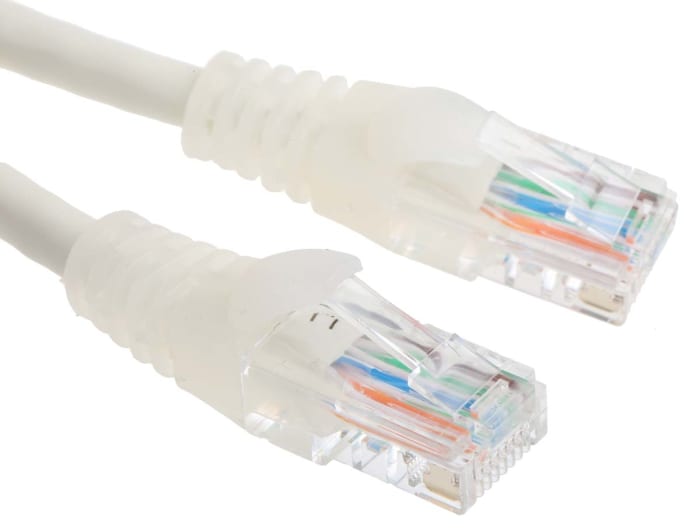 RS PRO, 3m Cat5e, White RJ45 to Male RJ45 Male, U/UTP Unshielded, Terminated PVC Sheath