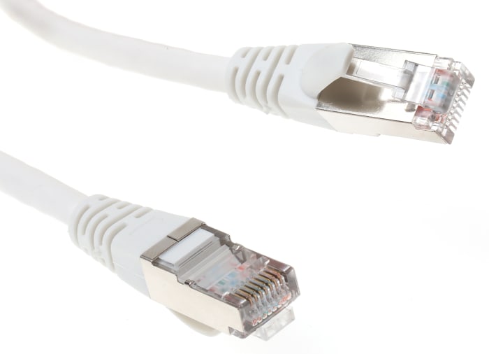 RS PRO, 3m Cat5e, White RJ45 to Male RJ45 Male, F/UTP Shielded, Terminated PVC Sheath