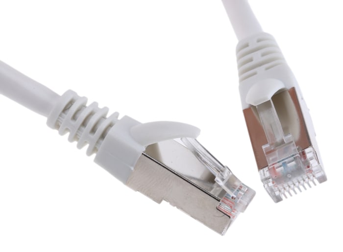 RS PRO, 1m Cat5e, White RJ45 to Male RJ45 Male, F/UTP Shielded, Terminated PVC Sheath