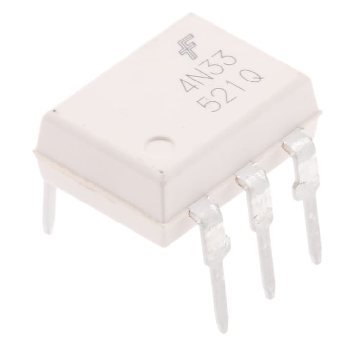Optoacoplador onsemi 4N33 de 1 canal, OUT. Photodarlington, mont. pasante, encapsulado PDIP, 6 pines