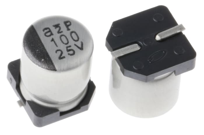 Nichicon 100μF Aluminium Electrolytic Capacitor 25V dc, Surface Mount - UWT1E101MCL1GS