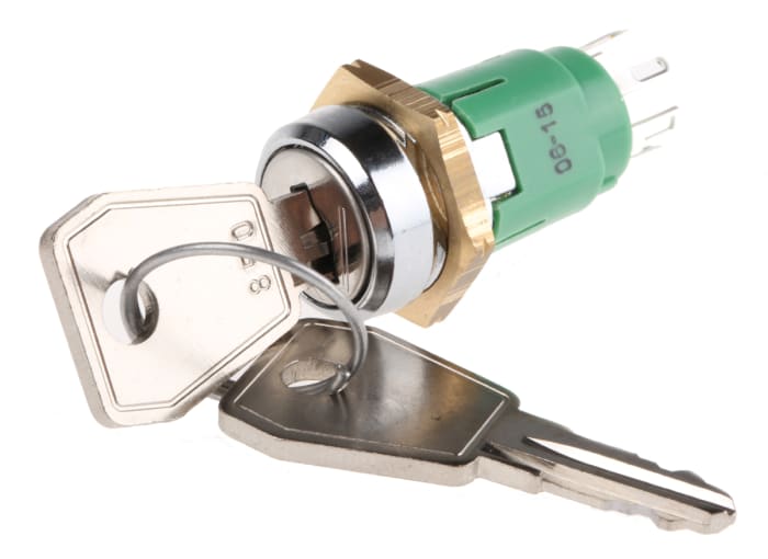 Lorlin Key Switch, DPDT, 1 A @ 24 V dc 2-Way Common-Key