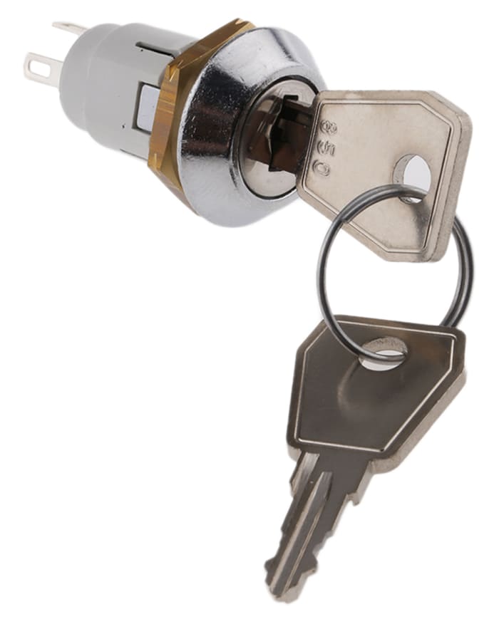 Lorlin Key Switch, SPDT, 1 A @ 24 V dc 2-Way Common-Key