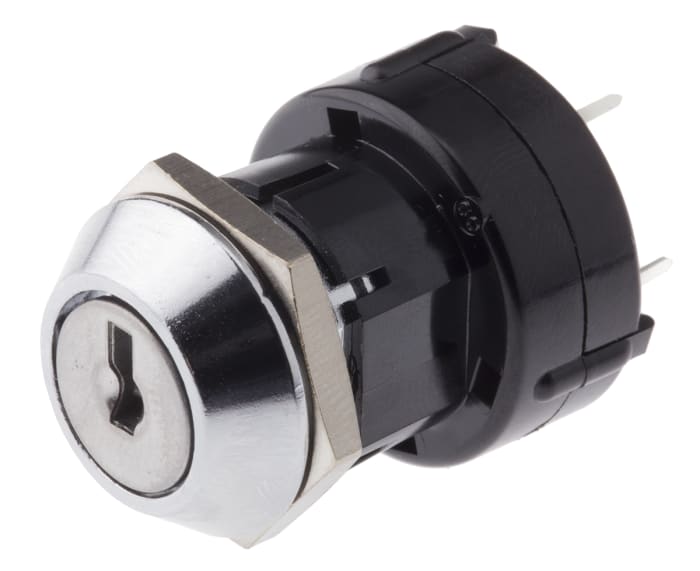 Interruptor de llave, 150 mA a 250 V ac, 6 vías, -30 → +85°C