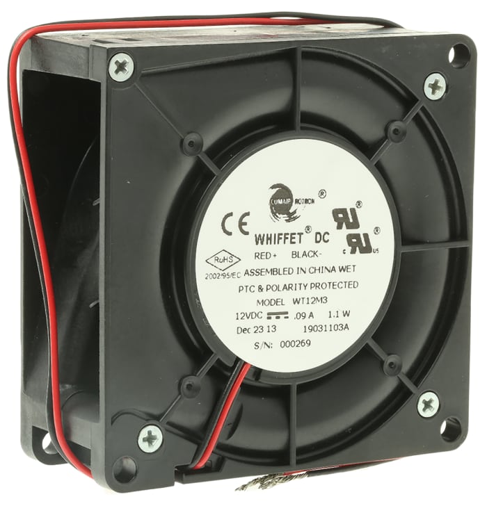 COMAIR ROTRON Whiffet Series Centrifugal Fan, 12 V dc, 8.7cfm, DC Operation, 80 x 80 x 32mm