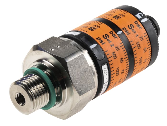 ifm electronic Pressure Switch, 0bar Min, 400bar Max, 2NO Output, Relative Reading