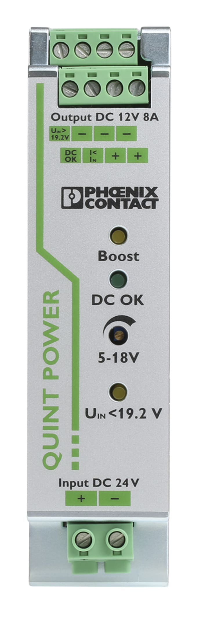 Phoenix Contact QUINT-PS/24DC/24DC/8 DC-DC Converter, 12V dc/ 8A Output, 18 → 32 V dc Input, 96W, DIN Rail